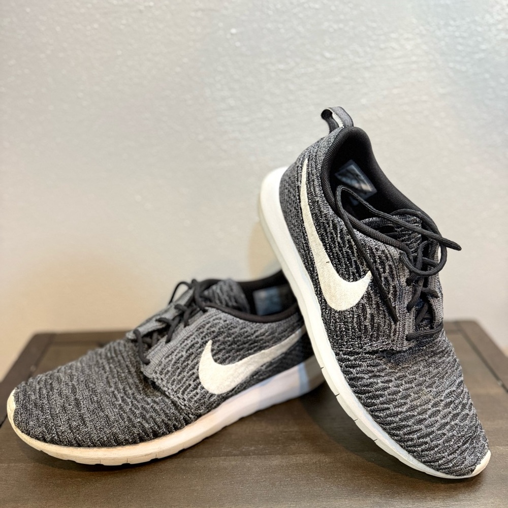 Nike Roshe NM Flyknit Black Dark Grey White 2015 Men's Size 9 677243-010